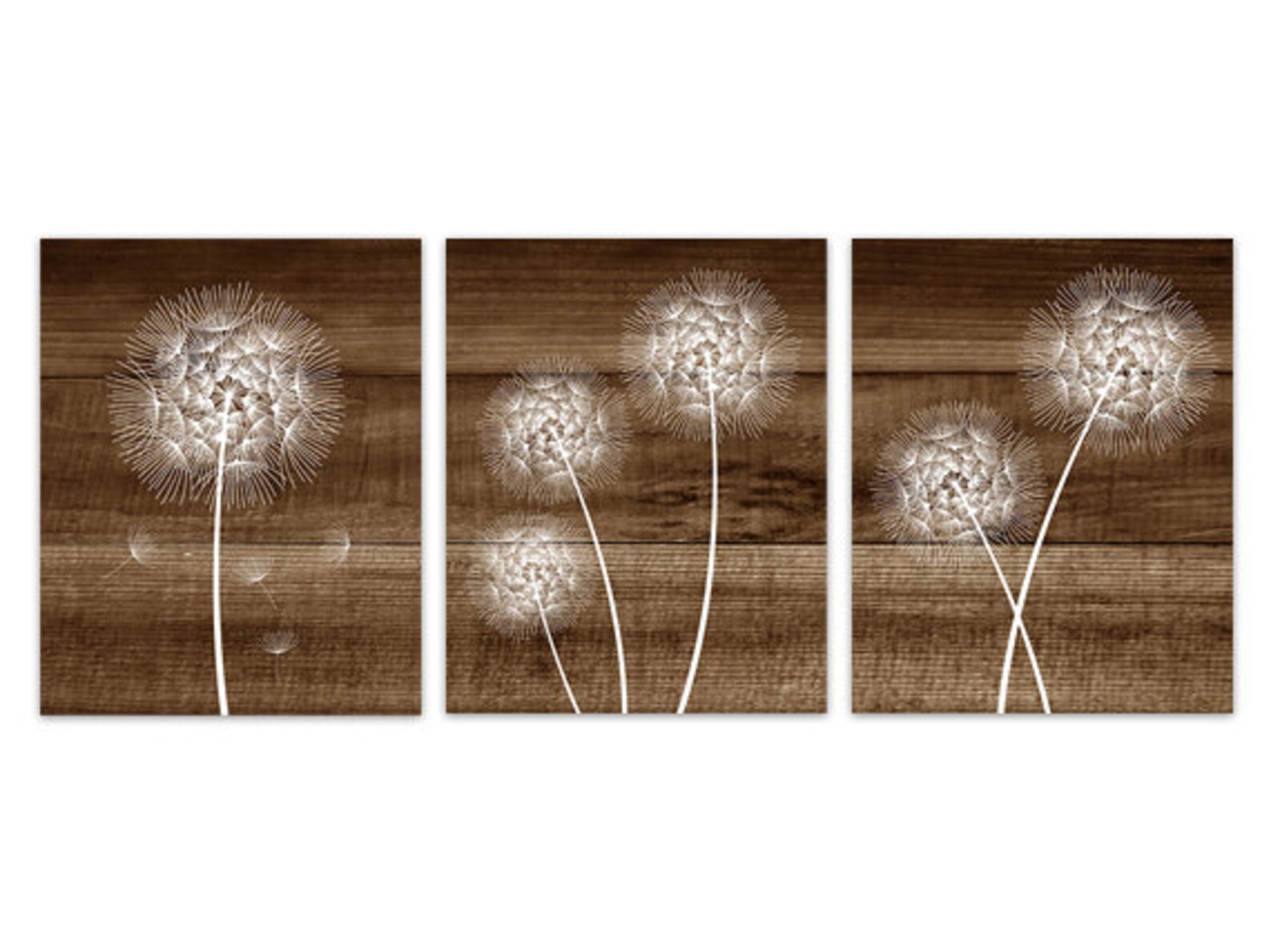 Rustic Home Decor CANVAS White Dandelion Art Bathroom Wall Etsy