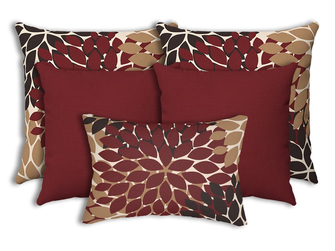 Furniture Red And Gold Pillows For Living Room Large Red Linen