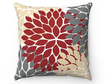 Red Beige Gray Pillow Covers Flower Burst Pillow Cover Red Throw Pillow Cover Accent Pillow Modern Home Decor Nursery Pillow PIL87 Etsy Canada