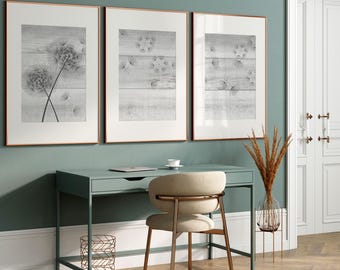 Blowing Dandelion Bathroom Wall Decor, Gray Farmhouse Home Decor CANVAS, Dandelion Bedroom Decor, Dandelion Nursery - HOME704