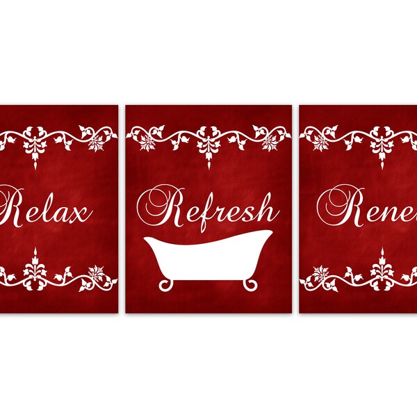 Red Bathroom Decor Etsy