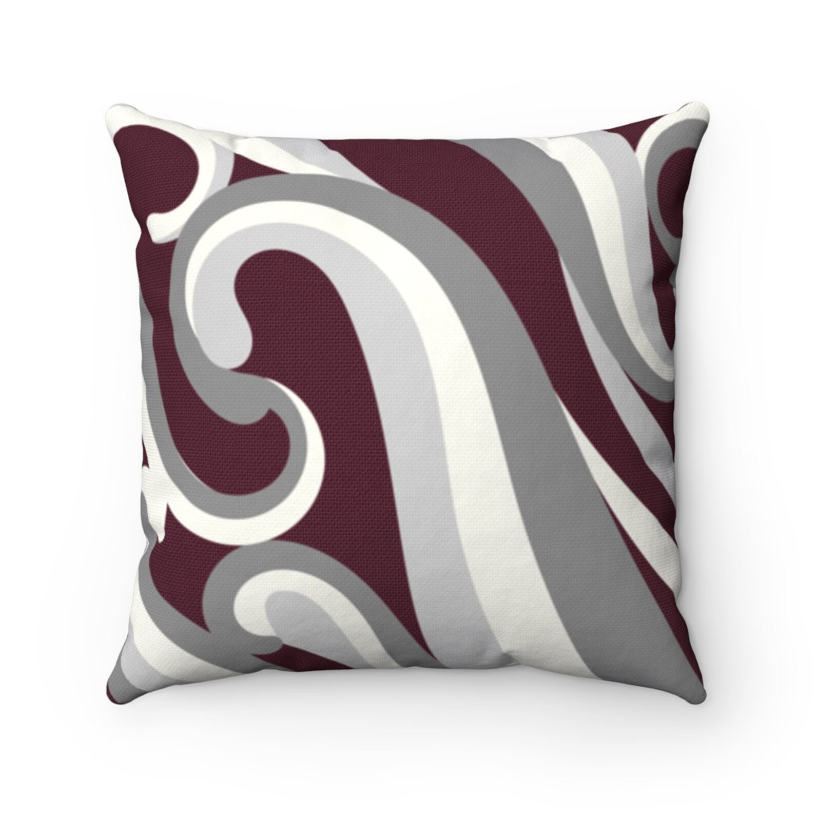 Swirl Pillow Cover Burgundy and Gray Pillow Throw Pillow Etsy