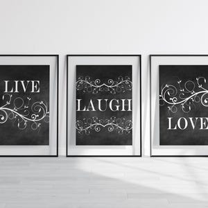 Home Decor Wall Art, Live Laugh Love Art, Chalkboard Wall Art CANVAS, Bathroom Wall Decor, Bedroom Wall Art, Chalkboard Art Prints - HOME23