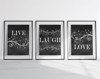 Home Decor Wall Art, Live Laugh Love Art, Chalkboard Wall Art CANVAS, Bathroom Wall Decor, Bedroom Wall Art, Chalkboard Art Prints - HOME23