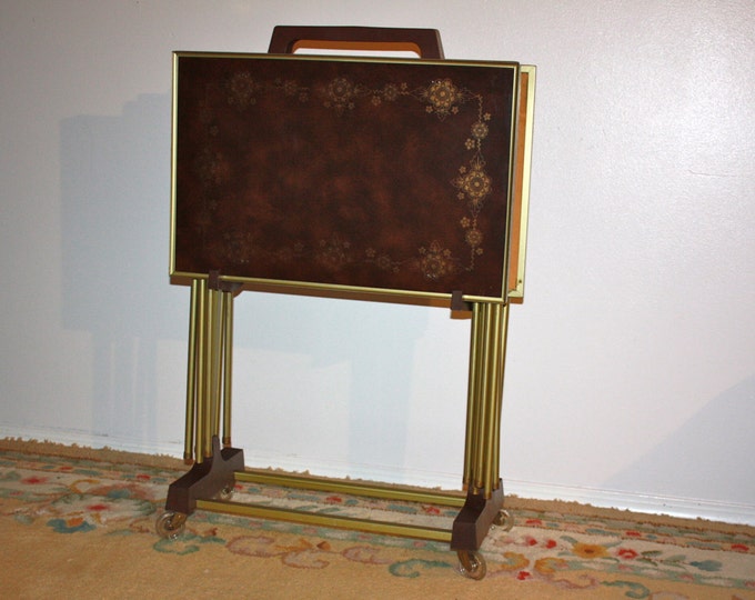 Set of 4 Vintage TV Tray With Table and Carrier Etsy