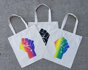 Resist / Gay Pride / Reusable tote bag, durable cotton canvas