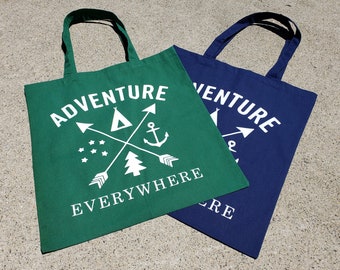 Adventure Everywhere reusable tote bag / durable cotton canvas