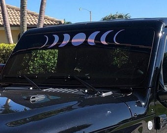 Holographic Moon Phases Windshield Decal / Celestial Car Decor, Lunar Vinyl Sticker