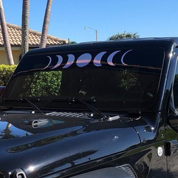 Holographic Moon Phases Windshield Decal / Celestial Car Decor, Lunar Vinyl Sticker