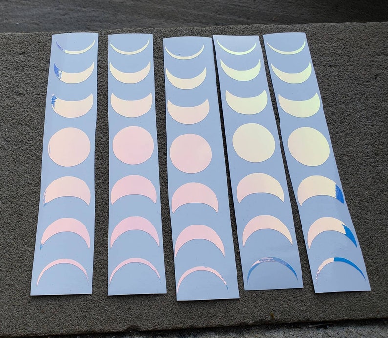 Holographic Moon Phases Vinyl Decals / Hydro Flask, Car, Laptop Stickers 