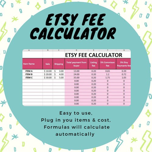 Etsy Seller Fees Calculator Excel Download / US Etsy Listing Etsy