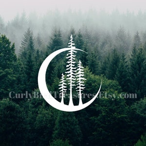 Crescent Moon Forest Vinyl Decals / Car, Laptop Stickers