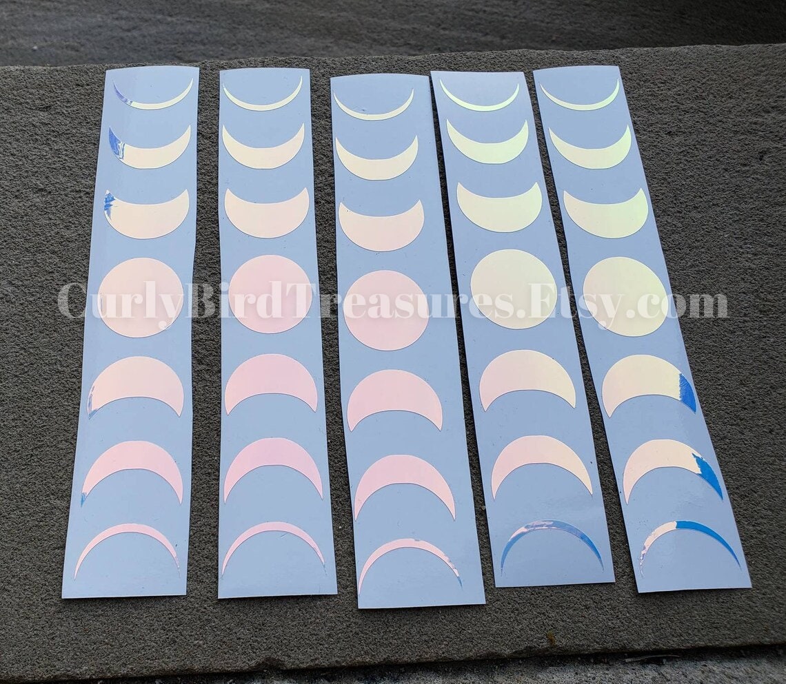Holographic Moon Phases Vinyl Decals / Hydro Flask, Car, Laptop Stickers