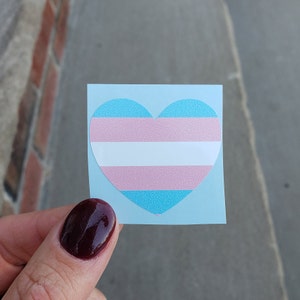 Heart Pride Stickers – Rainbow & Trans Flag | LGBTQ+ Vinyl Decals for Laptop, Water Bottle, Car | LGBTQIA+ Gift