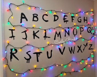 Spooky Alphabet Wall Decals - Retro Horror Wall Decor - Removable Vinyl Alphabet Stickers - 80s-Inspired Party Decor - Strange Alphabet