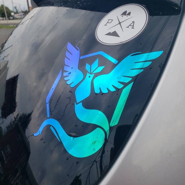 Holographic Poke Go Team Vinyl Decal - Team Instinct - Team Mystic - Team Valor