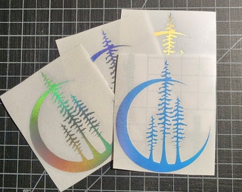 Moon Forest Vinyl Decals / Holographic - 4in CLEARANCE - FREE SHIPPING