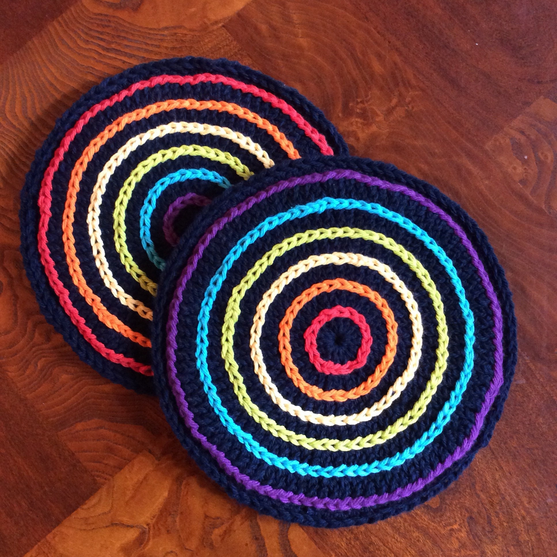 Rainbow Hot Pads Crochet Hot Pads Crochet Rainbow Circle Round Etsy Norway