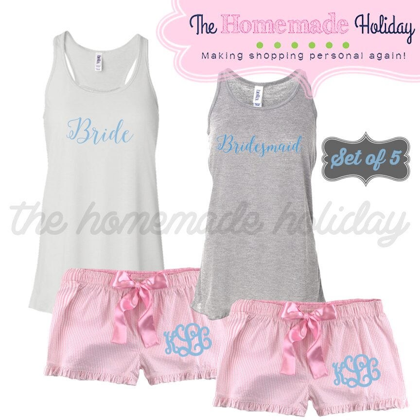 Set of 5 Bridal party Pajama set Personalized bridal pajamas Etsy