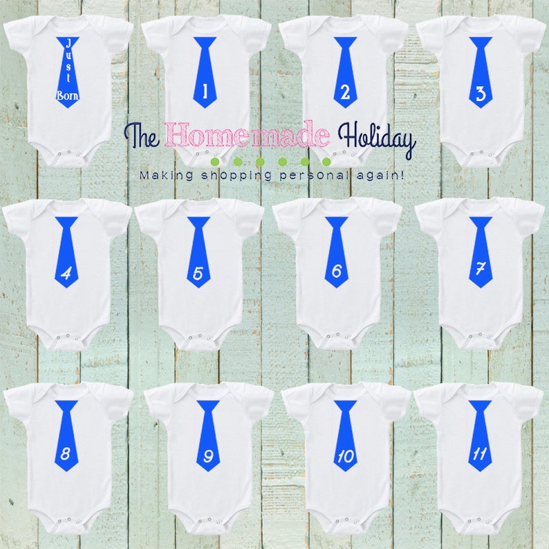 neck tie baby bodysuit baby shower gift baby monthly pictures 13 Baby Monthly bodysuits including 1 year as a bonus monthly baby markers