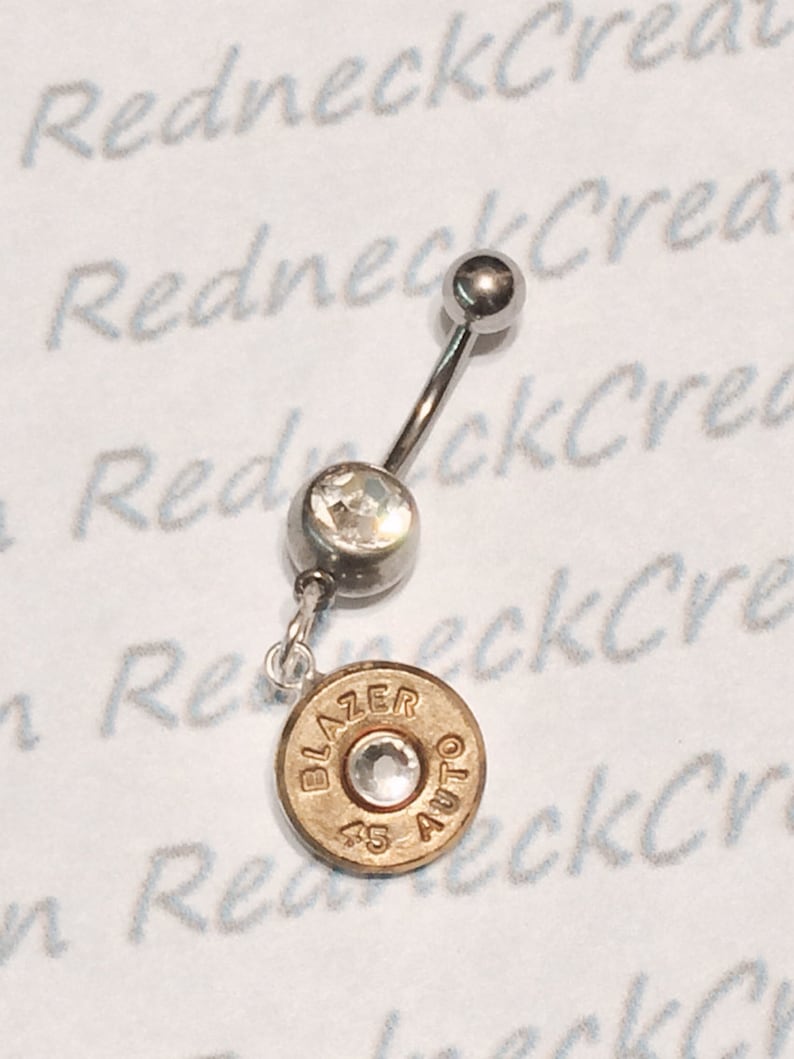 Belly Button Ring With Bullet Shell Charm Surgical Steel Etsy