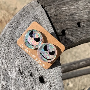 Jack the Skeleton Inspired Glitter Stud Earrings