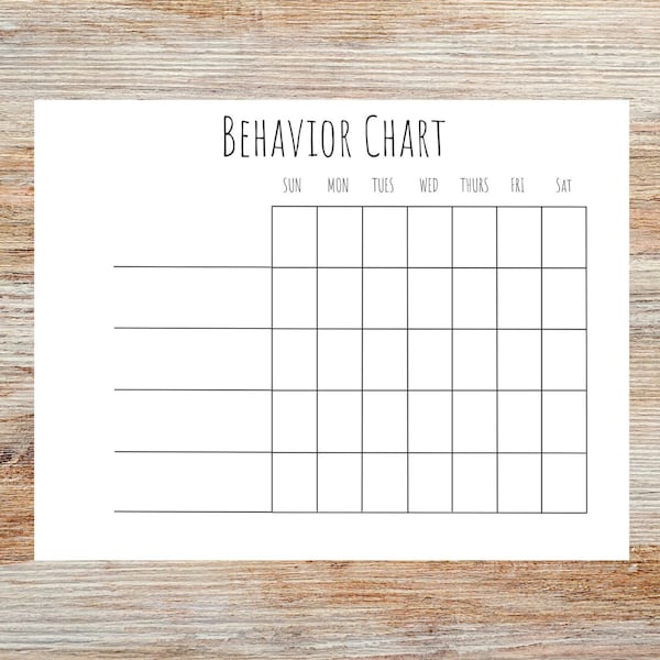 Printable Behavior Chart, Blank, Digital Download