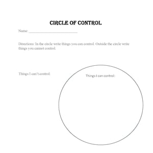 Circle of Control Worksheet, Digital Download - Etsy