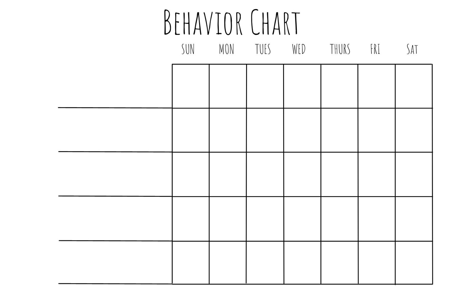 Blank Behavior Chart Poster, Printable, Digital Download Etsy
