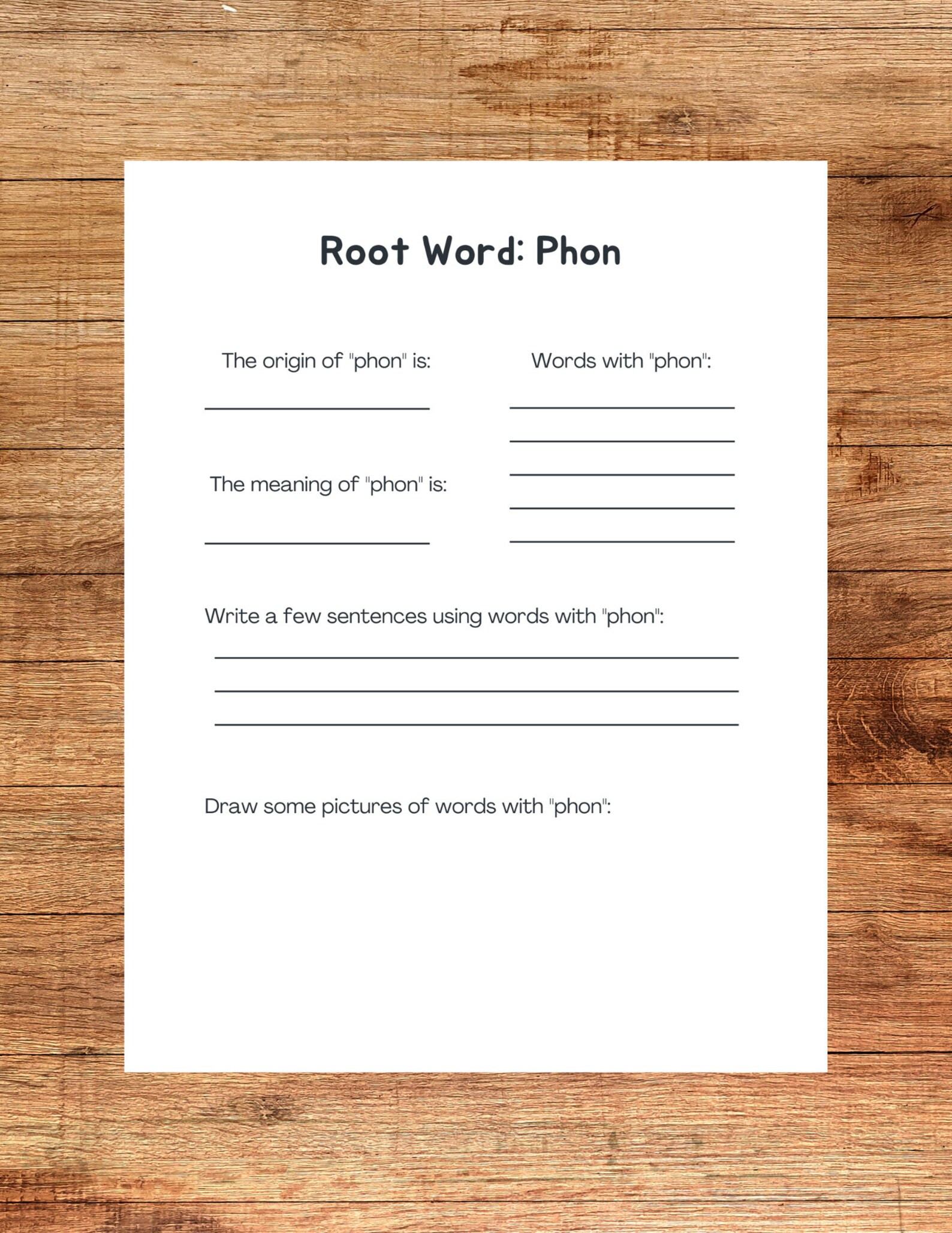 Phon2 Pg Greek Root Anchor Chart and Worksheet, Prefix, Suffix