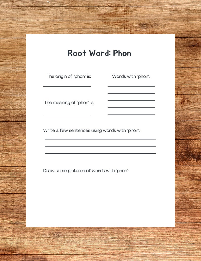 Phon2 Pg Greek Root Anchor Chart and Worksheet, Prefix, Suffix