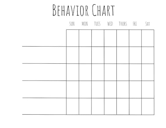 Printable Behavior Chart Blank Digital Download - Etsy