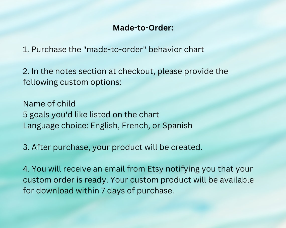 Made-to-order Behavior Chart, Printable, Digital Download - Etsy
