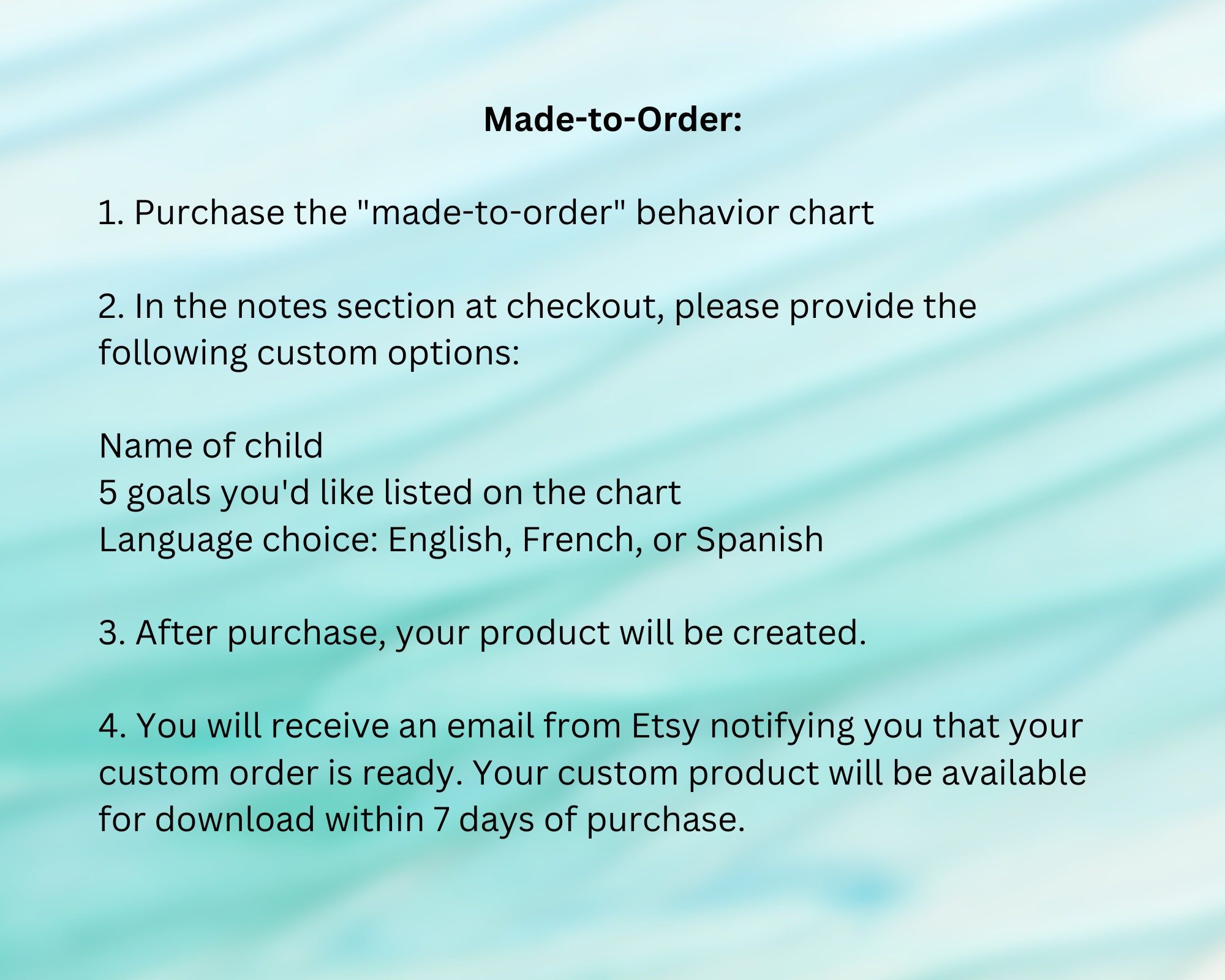 Made-to-order Behavior Chart, Printable, Digital Download - Etsy