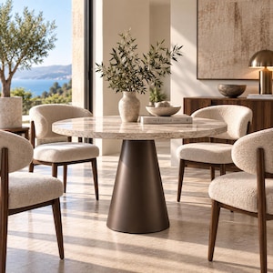 Pedestal Table Base, Round Metal Dining Table Base, Custom Tapered Steel Base