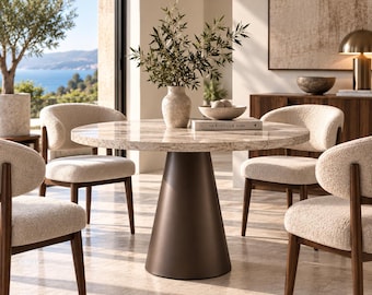 Pedestal Table Base, Round Metal Dining Table Base, Custom Tapered Steel Base