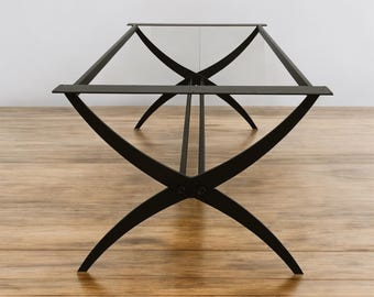 Base de acero para mesa de comedor moderna con base en X / Patas de metal minimalistas / Altura y color personalizados / Base de mueble industrial artesanal / ORAK