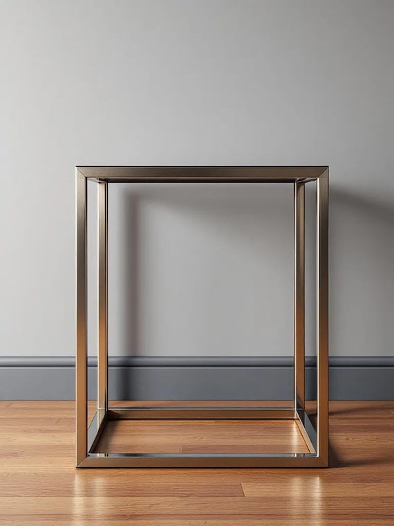 ガラスと金属の立方体テーブル