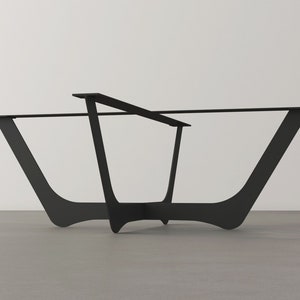 Trapezoid Metal COFFEE  Table Base | Vintage Inspried & Curved Edge WAVE-46 Table Base For Glass, Marble and Wood Tops