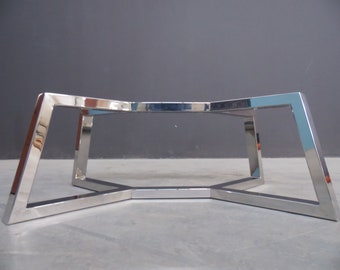 EDELSTAHL STABILER Couchtisch Basis für Marmor, Glas und Altholz Tops | Trapezförmiges Tischgestell aus Metall