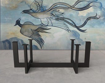 Modern Steel Coffee Table Base | Heavy Duty Metal Table Legs | Custom Metal Frame for Glass Marble Wood Tops | HATTI