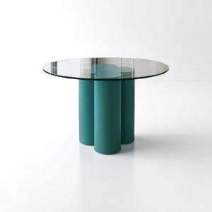 Designer’s Choice: Modern Metal Table Base for Round Glass Top, Dining Table Pedestal – Custom Handmade Clover Cylinder Steel Base| 4YAPRAK