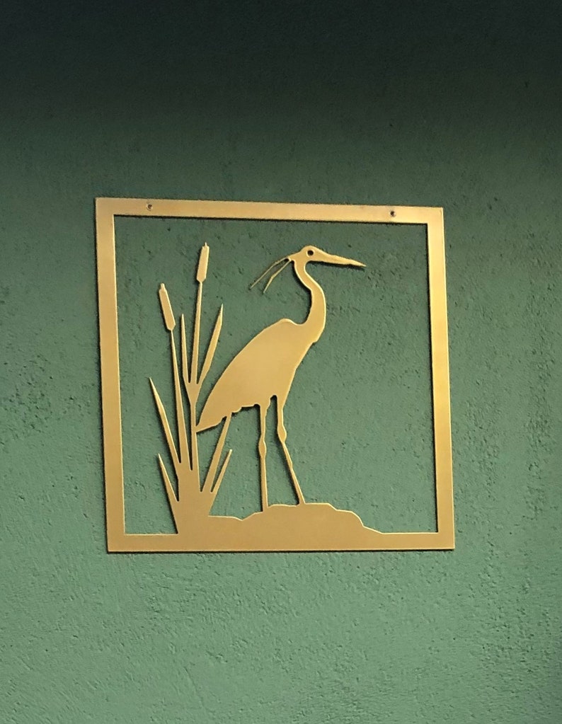 Metal Wall Decor Metal Home Decor Colored Metal Crane Bird Etsy