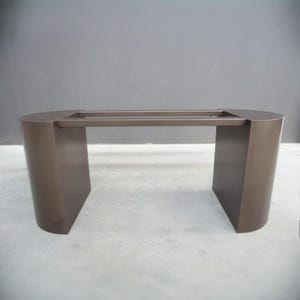 Modern Curved Metal Pedestal Table Base|Cylindrical Contemporary Metal Base for Glass, Marble , Wood Tables| Sculptural Table Support |AYCA