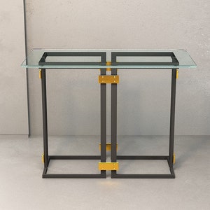 Modern CONSOLE Table Base | Brass & Steel Combination  Entryway Furniture  Legs | SUTUN