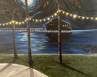 Pavilion Lights, original acrylic on canvas