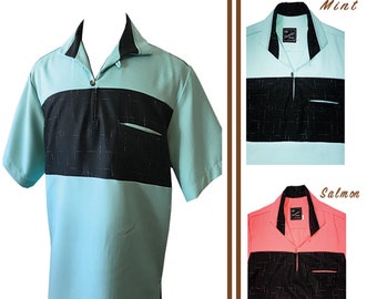 1950s Vintage Rockabilly Argyle Short Sleeve Shirt "EDDIE" S-2X