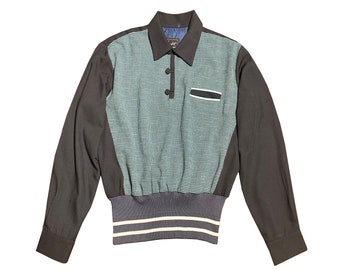 Vintage 1960s Worker Gabardine Rayon Jacket Medium 50s Workwear