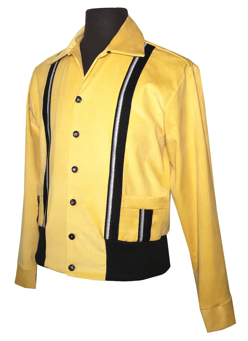 50s Men’s Jackets | Greaser Jackets, Leather, Bomber, Gabardine Mens Rockabilly Swankys VTG 1950s Yellow Sport Gaucho S-2X $130.99 AT vintagedancer.com