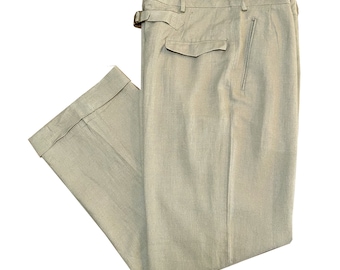 Swankys Vintage 40s-50s Buckle Back Linen Trousers